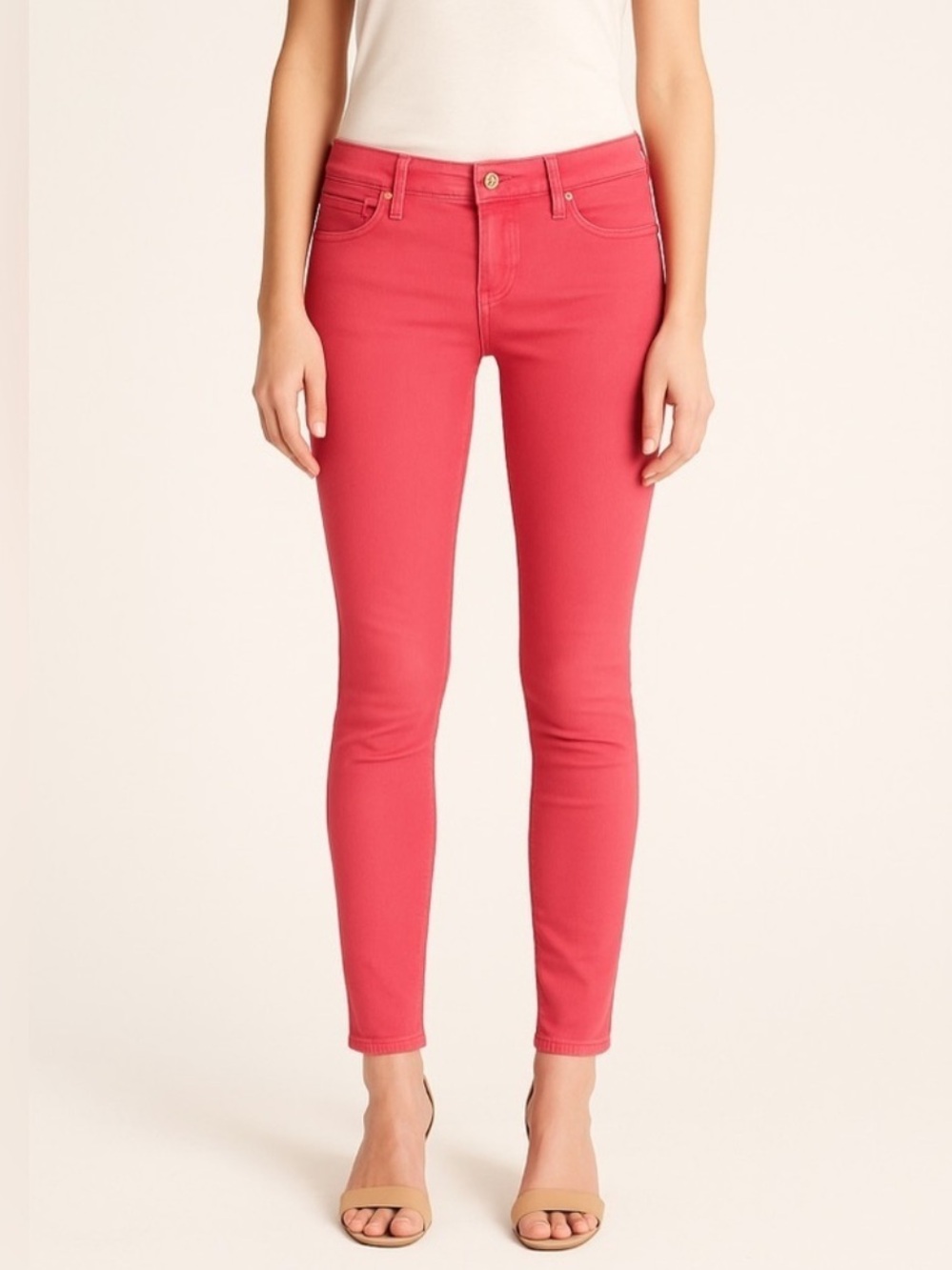 Tory Burch Ivy Super Skinny Jean in Bright Coral Red